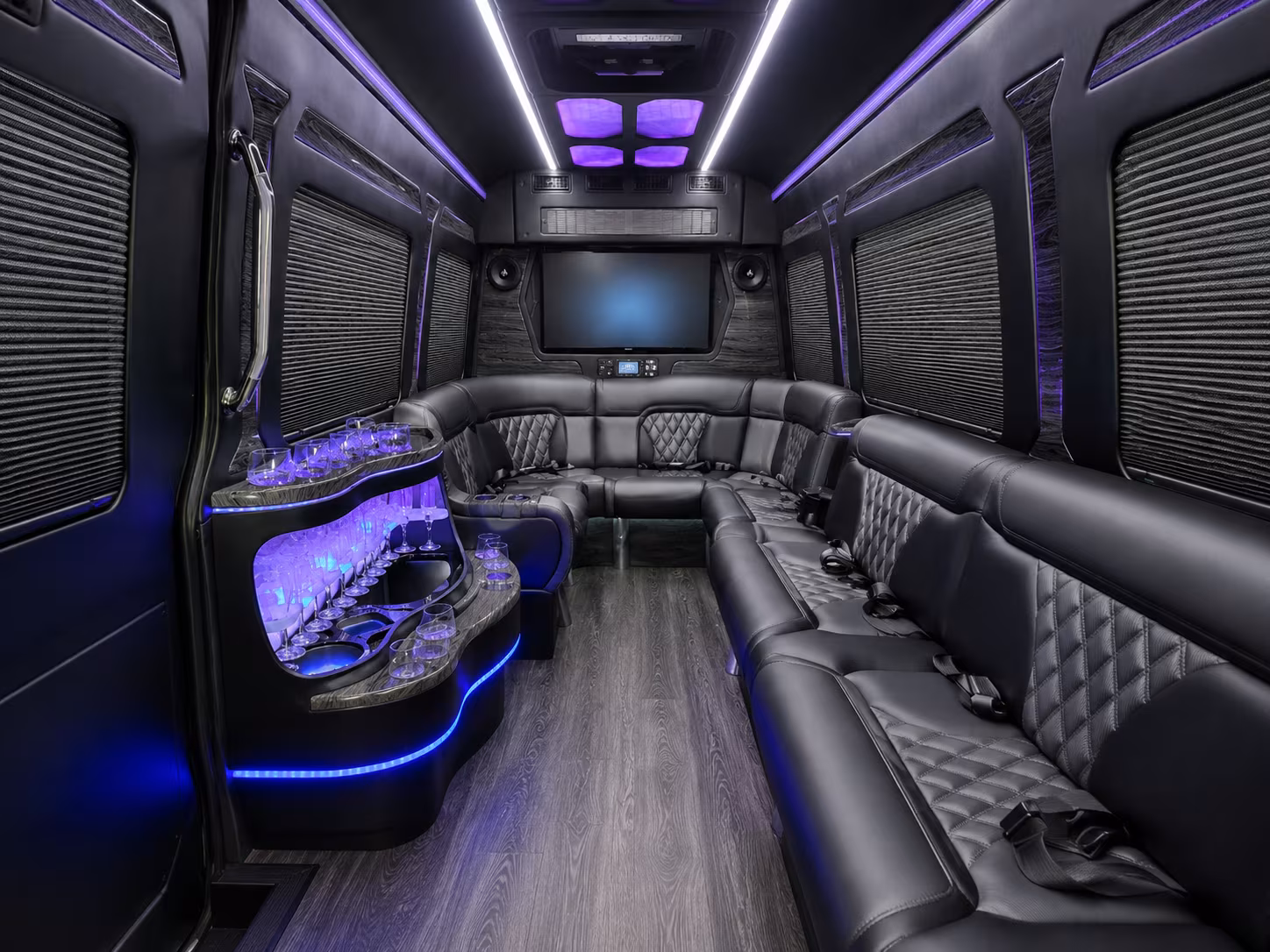 melbourne 15 passenger party bus inside